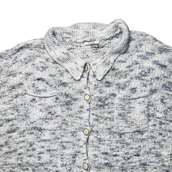 Sioni Womens Knit Cardigan Sweater XL Gray Blue Button Front Long Sleeve - Picture 3 of 10